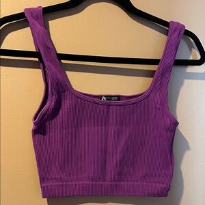 Zara Vibrant Purple Ribbed Tank Top
